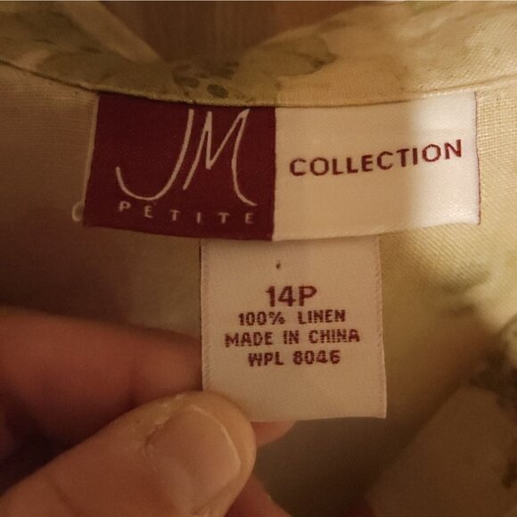 JM Collection Womens Petite Floral Linen Button Down 14P - Picture 5 of 6